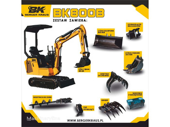 Berger Kraus Mini Excavator BK800B with FULL equipment - Mini ekskavatör