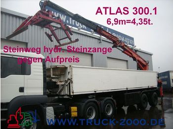 LANGENDORF Stein/Baustoff+Heck Kran ATLAS 300.1 Bj.1999 - Açık/ Sal dorse