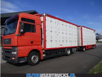 Hayvan nakil aracı kamyon MAN TGA 18 440 XXL Triple stock + Trailer: fotoğraf 1